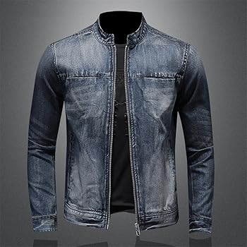 Mens Denim Jackets Spring Fashion Zipper Moto & Biker Jean